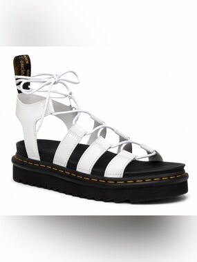 Dr. Martens Nartilla White Lace-Up Platform Sandals Women’s Size 11